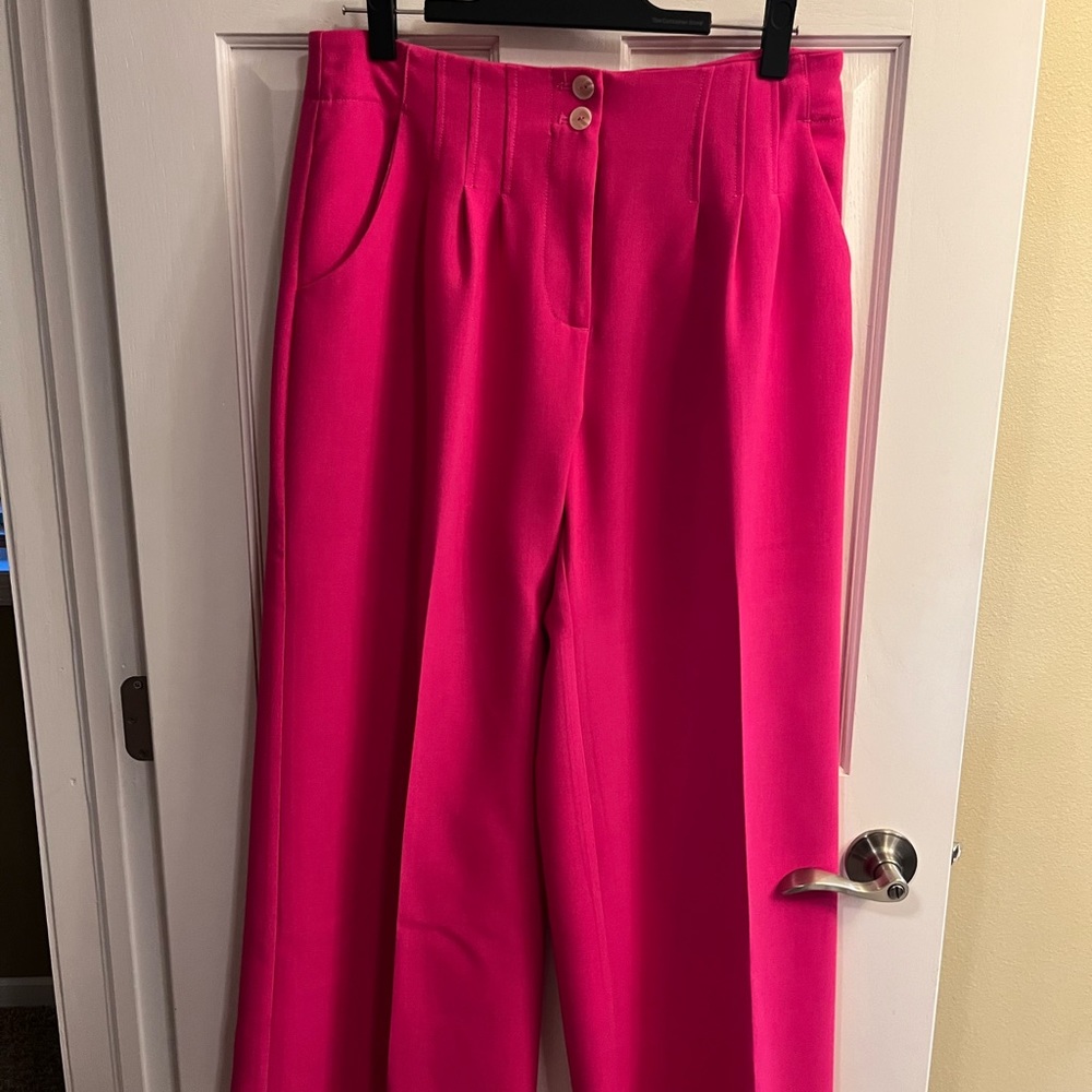 Anthropologie Maeve Hot Pink Wide Leg Pants